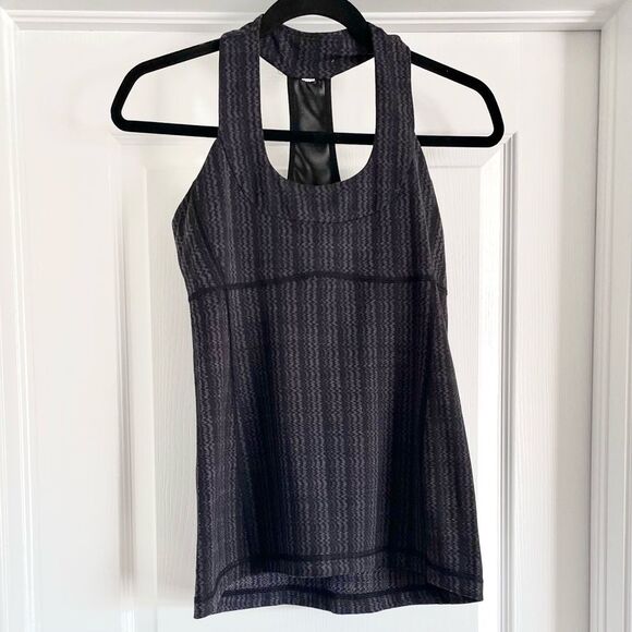 Lululemon Scoop Neck Tank Luon Light Ziggy Wee September Black / Black Size 6 - Picture 2 of 8